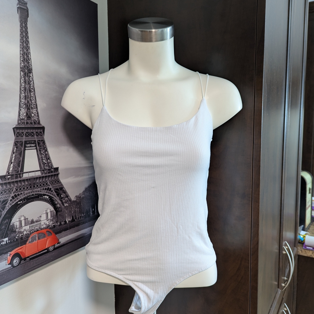 White Ribbed Women's Top
